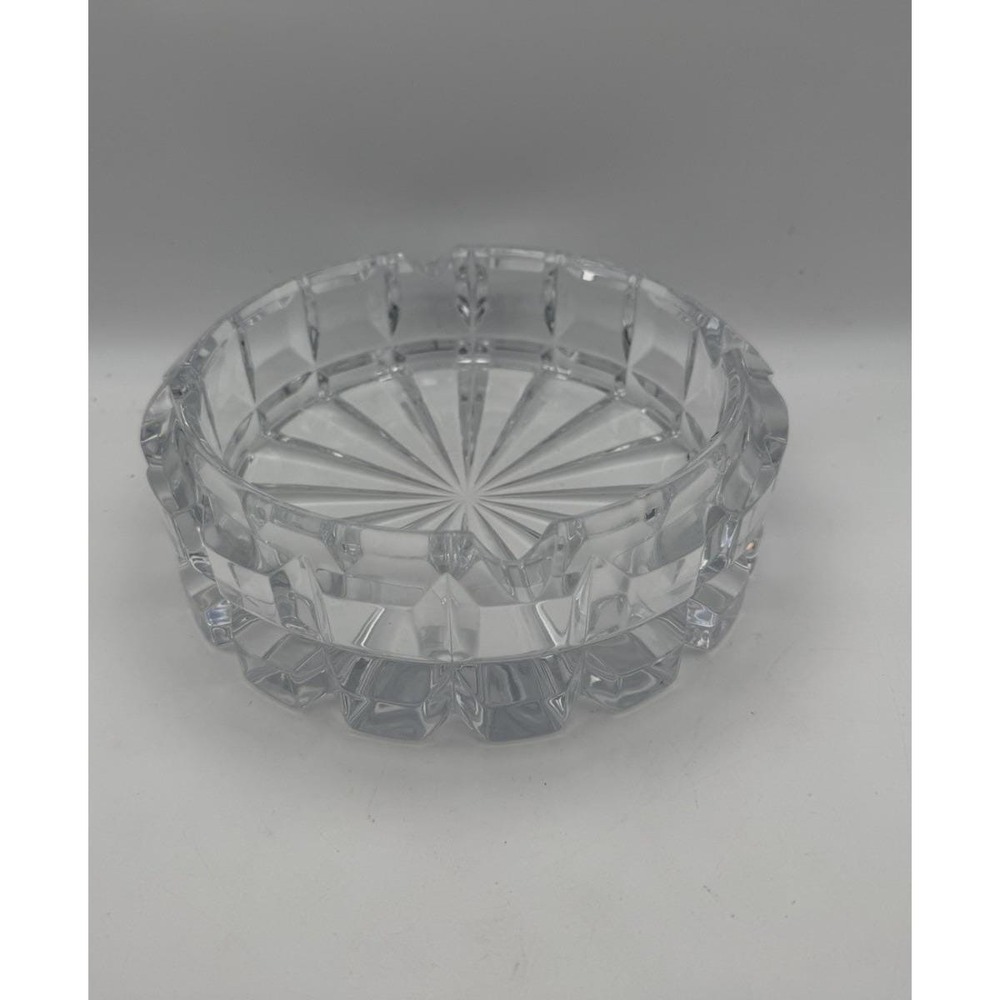 Heavy Cut Glass Crystal Cigar Ashtray 6.5" Multi Rest Starburst Base